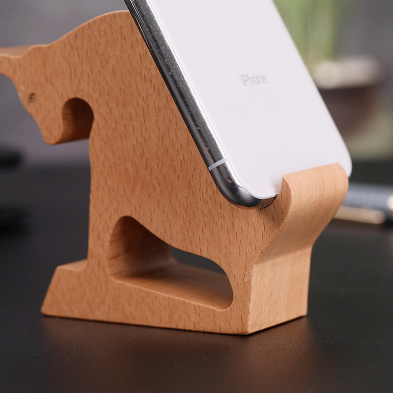 Creativity Animal Cat/Elephant/Kungfu Shaped Solid Wood Mobile Phone Holder