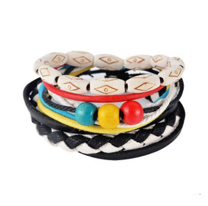 Multilayer Leather Bead Vintage Punk Wrap Bracelet