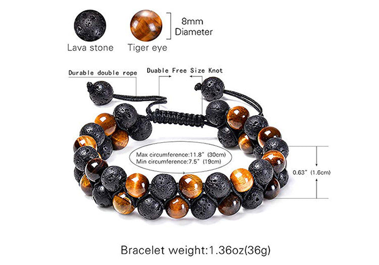 Triple Protection 8mm Beads Tiger Eye Bracelet