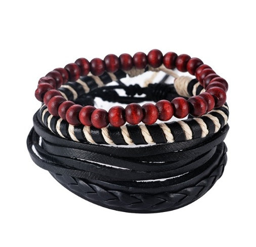 Multilayer Leather Bead Vintage Punk Wrap Bracelet