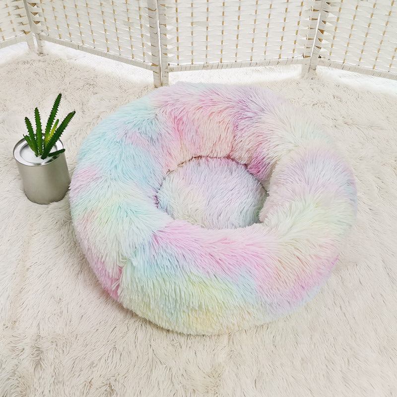 Dog/Cat Bed Donut Big Large Round Basket Plush Beds for Dogs/Cats