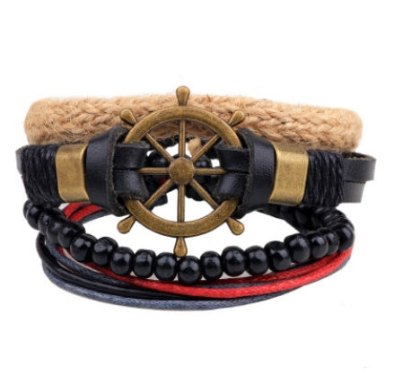 Multilayer Leather Bead Vintage Punk Wrap Bracelet