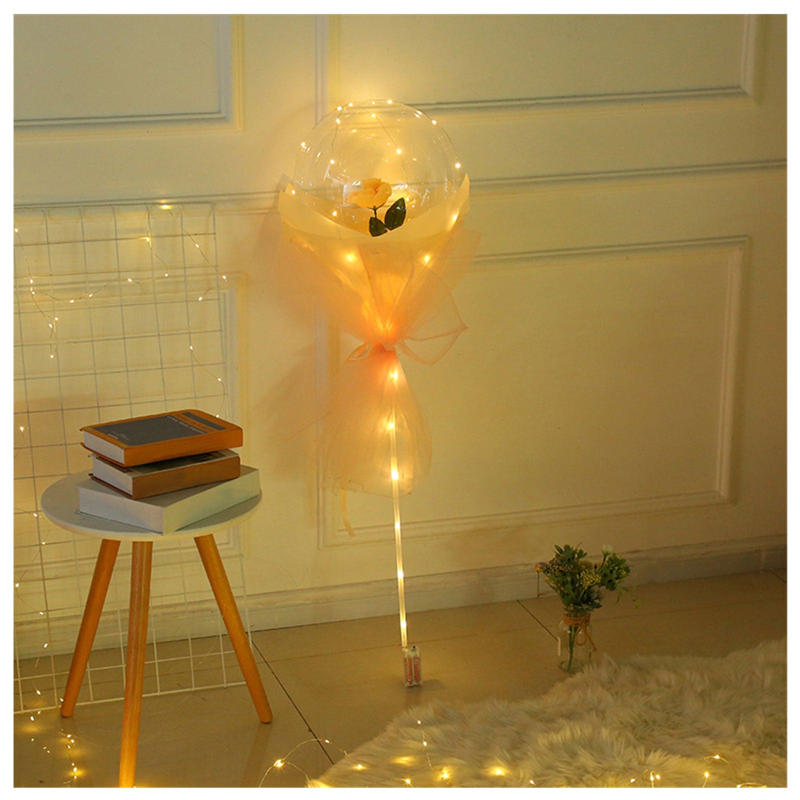 LED Luminous Balloon Rose Bouquet Transparent Bobo Ball Rose