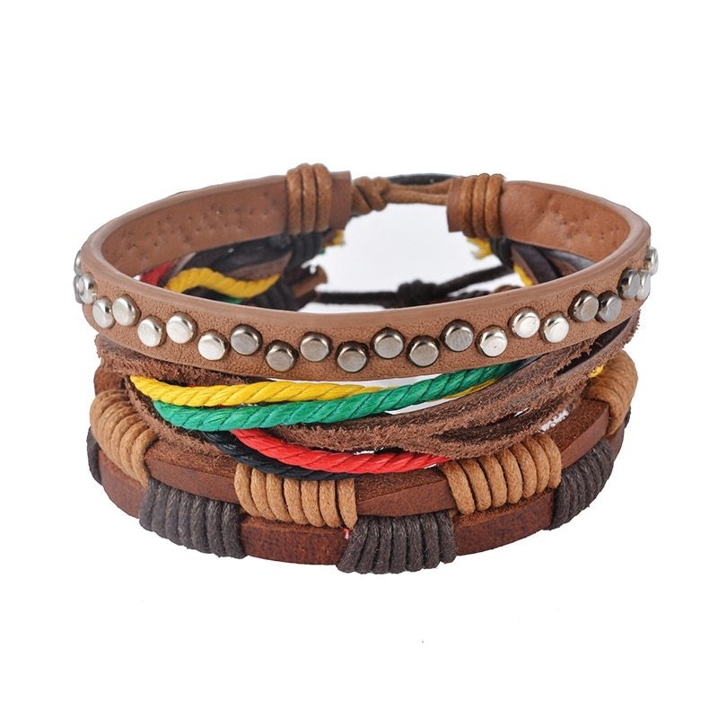 Multilayer Leather Bead Vintage Punk Wrap Bracelet