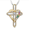 Cross Love Colorful Imitation Gemstone Pendant Alloy Clavicle Chain