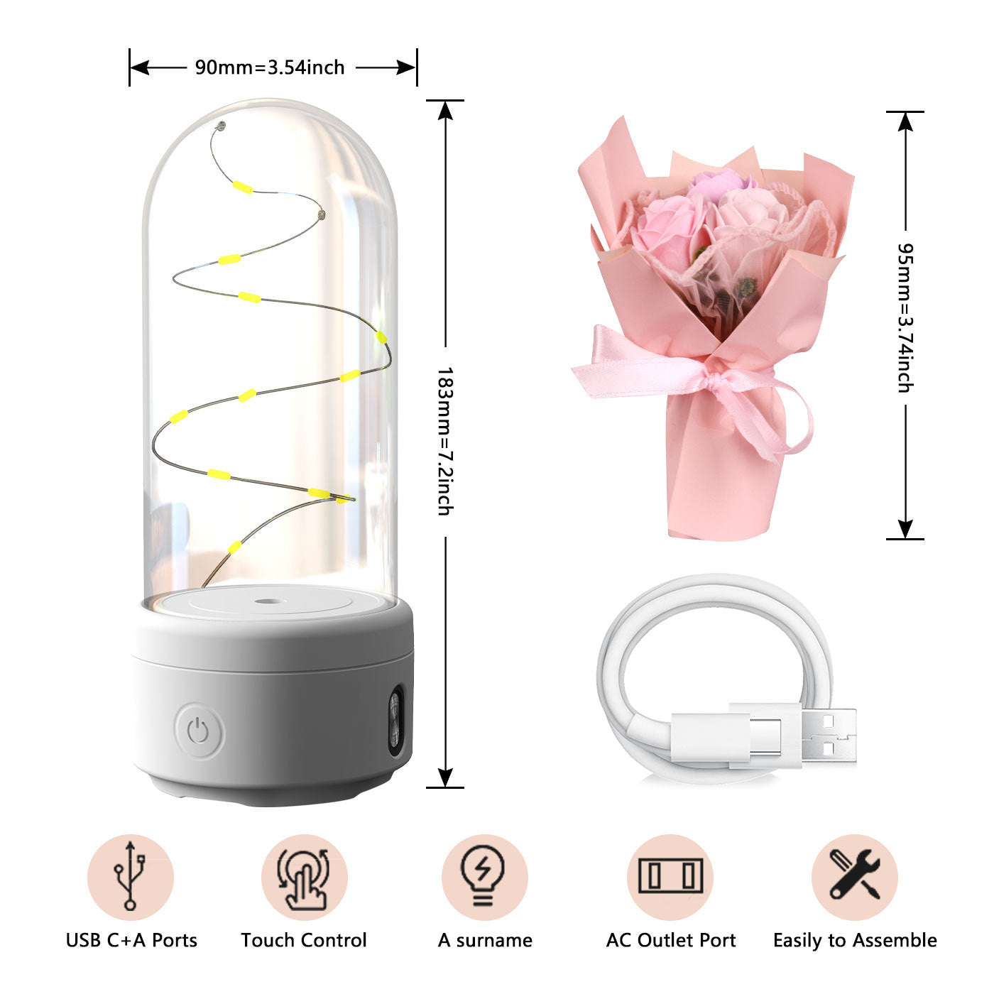 Creative 2 In 1 Bouquet LED Light And Bluetooth Speaker Rose Luminous Night Light