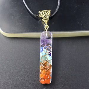 Natural Colorful Crushed Stone Quartz Necklace Resin Wrapped Pendant