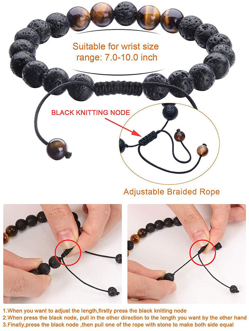 Triple Protection 8mm Beads Tiger Eye Bracelet