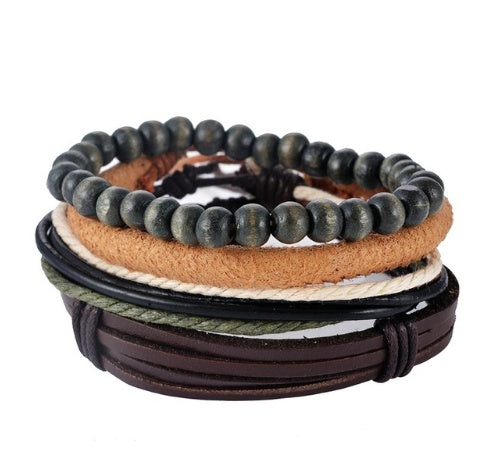 Multilayer Leather Bead Vintage Punk Wrap Bracelet