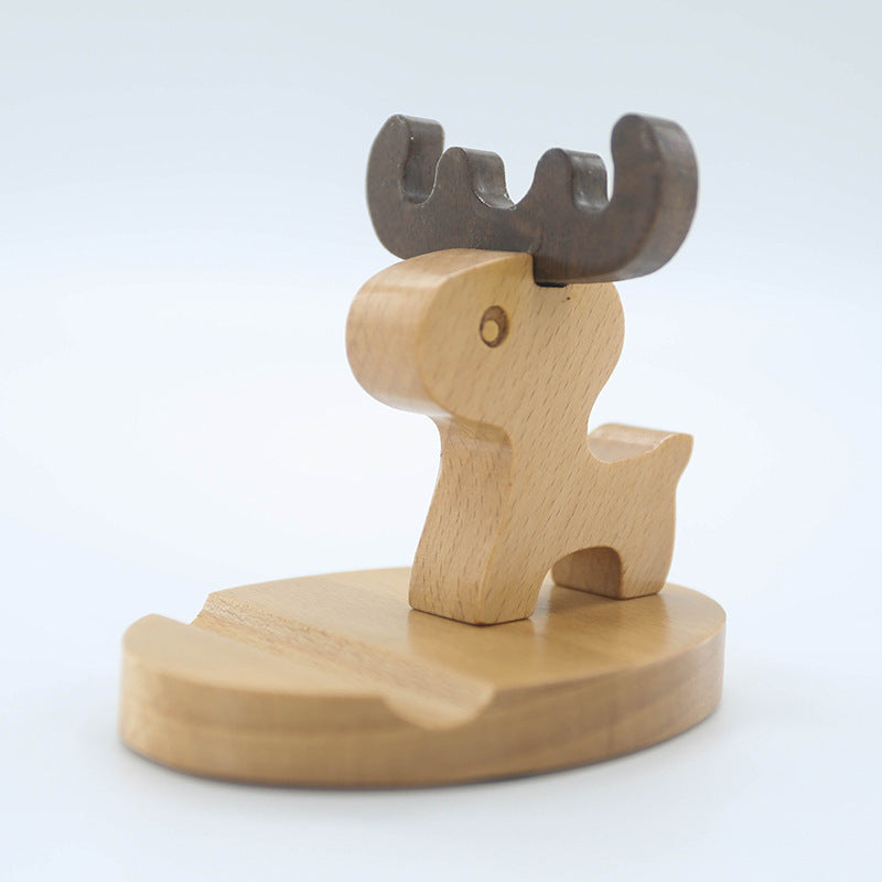 Creativity Animal Cat/Elephant/Kungfu Shaped Solid Wood Mobile Phone Holder