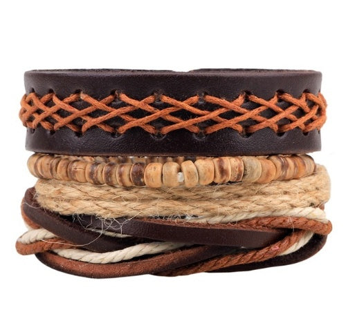 Multilayer Leather Bead Vintage Punk Wrap Bracelet