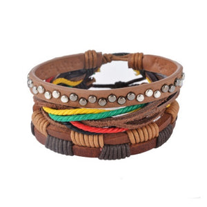 Multilayer Leather Bead Vintage Punk Wrap Bracelet