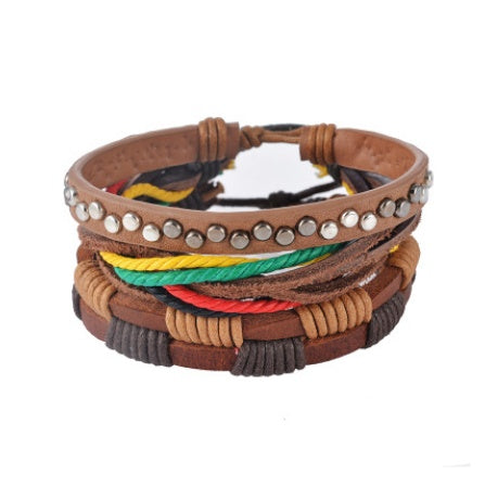 Multilayer Leather Bead Vintage Punk Wrap Bracelet