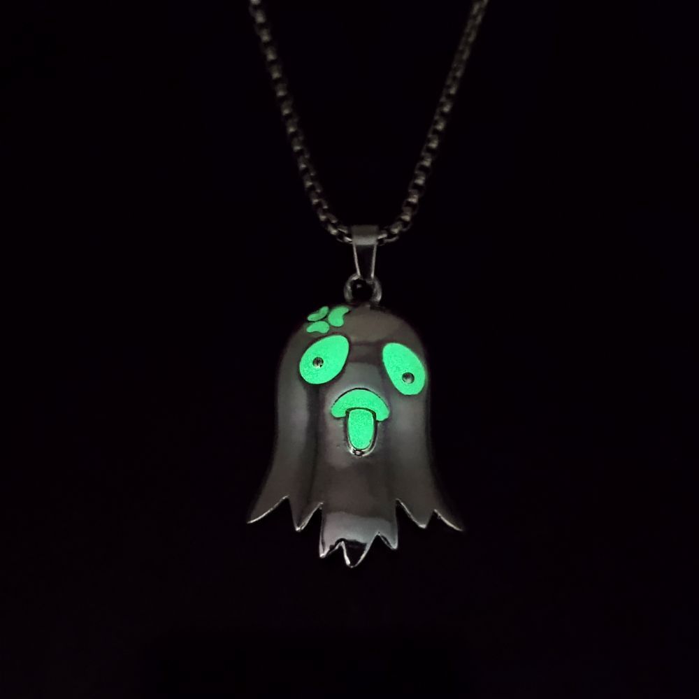 Halloween Topless Glossy Glowing Ghost Pendant Necklace