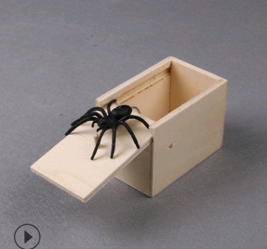 Trick Spider Funny Scare Wooden Box Quality Prank Wooden Scare Box