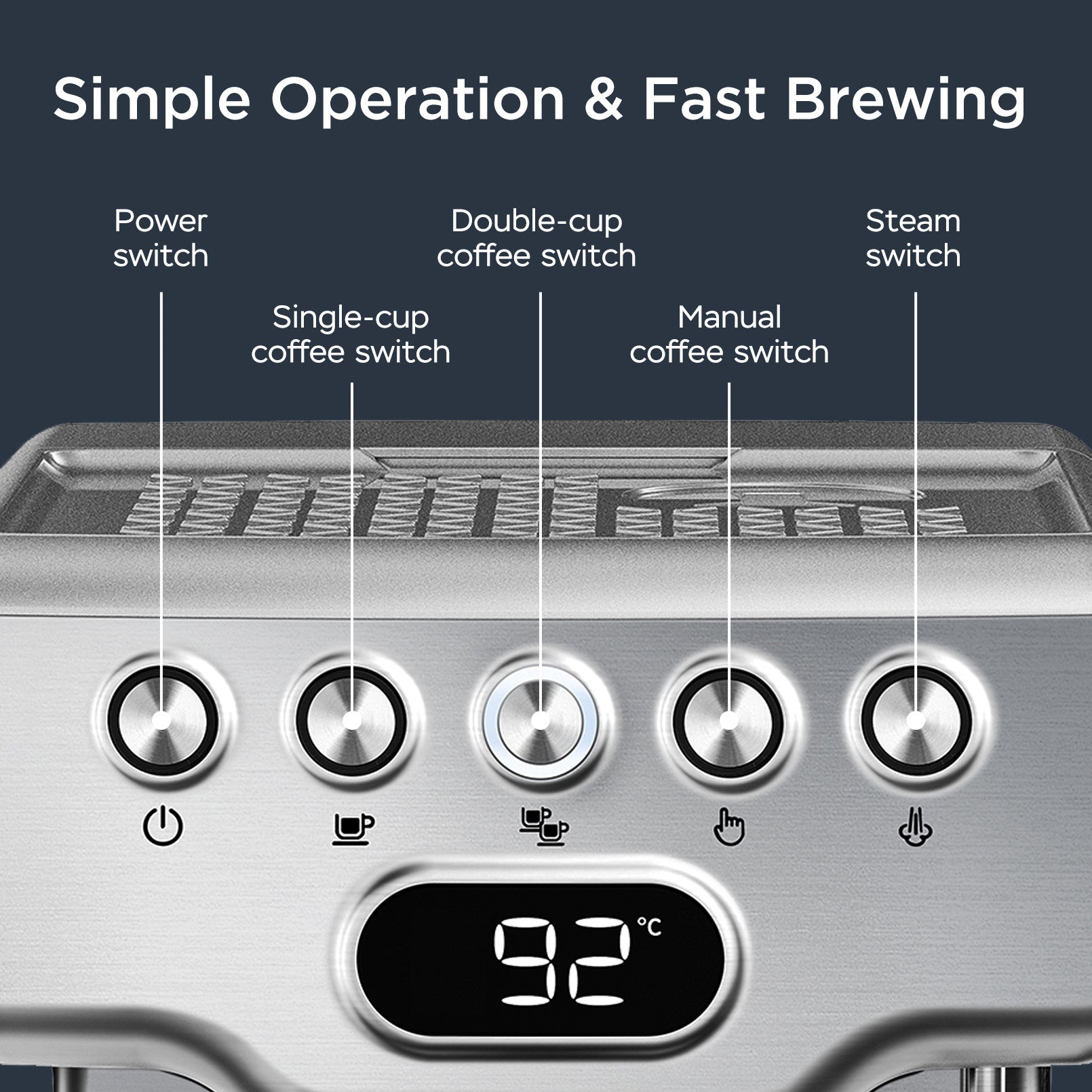 Geek Chef 20 Bar Espresso Machine with 1.8L Water Tank