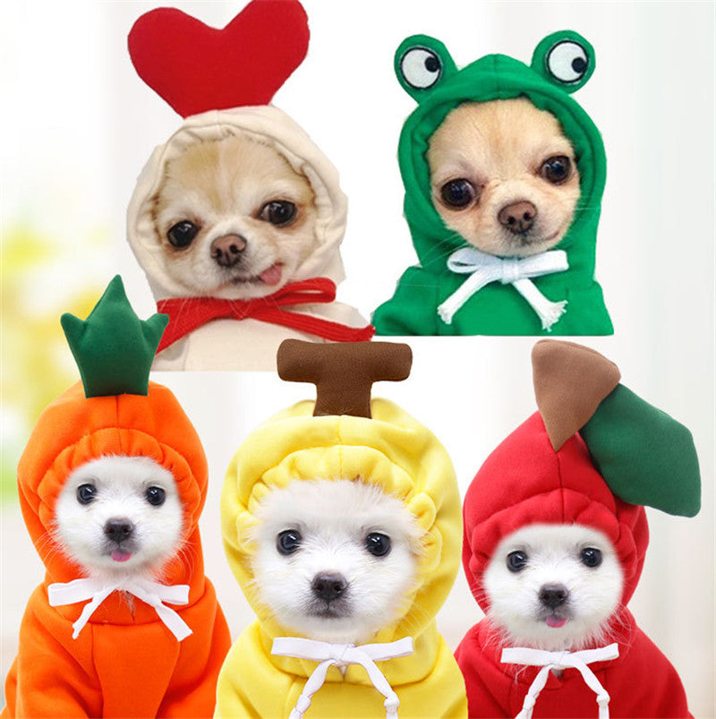 Cute Fruit Print Warm Fleece Hoodies/Clothes For Dogs