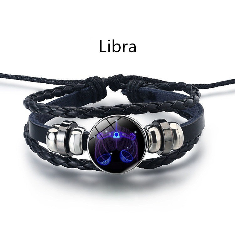 12 Zodiac Signs Constellation Charm Luminous Bracelet