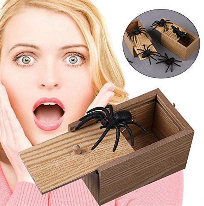 Trick Spider Funny Scare Wooden Box Quality Prank Wooden Scare Box