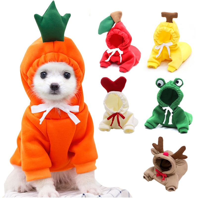 Cute Fruit Print Warm Fleece Hoodies/Clothes For Dogs