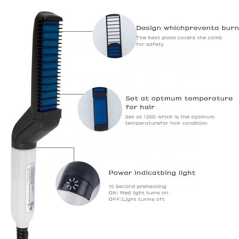 Men's Multi Functional Combing Fixed Fluffy Roll Straight Personal Care Electric Brush