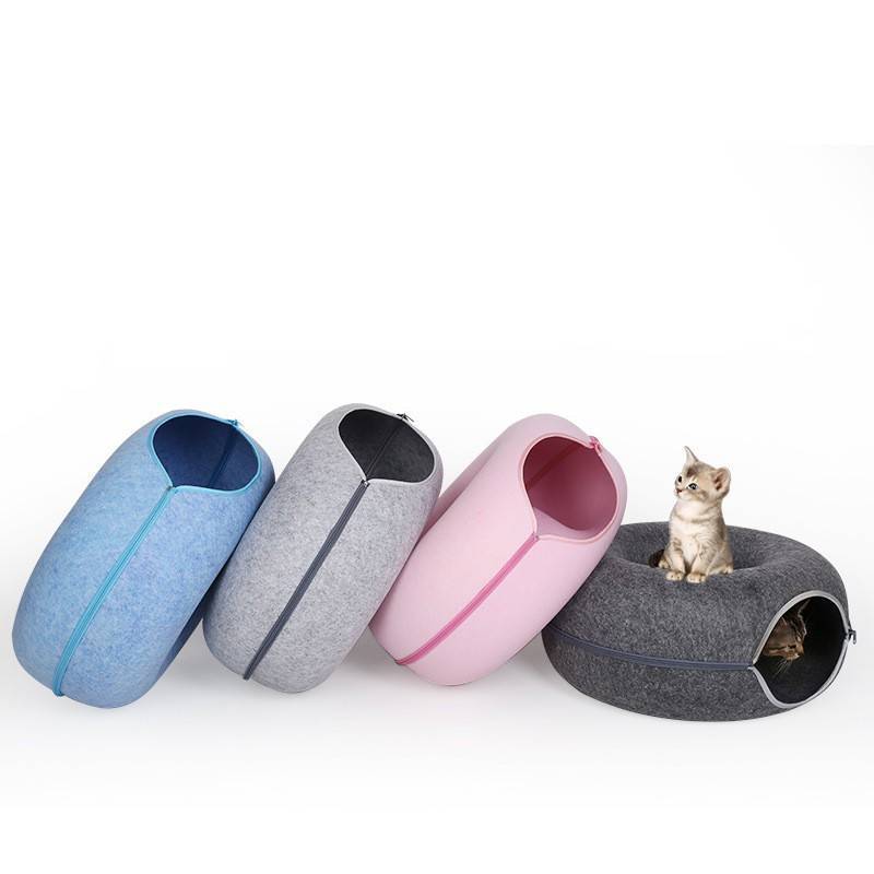 Donut Cat Bed Pet Cat Tunnel Interactive Game Toy Cat Bed Dual-use