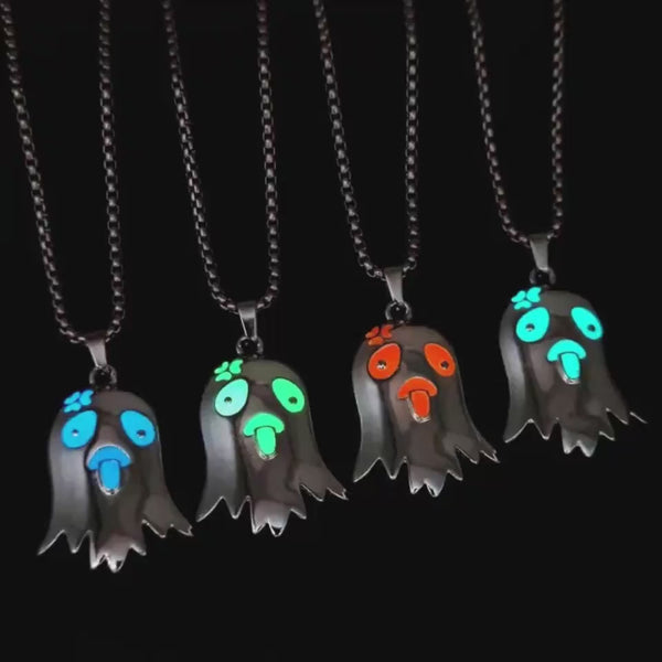 Halloween Topless Glossy Glowing Ghost Pendant Necklace