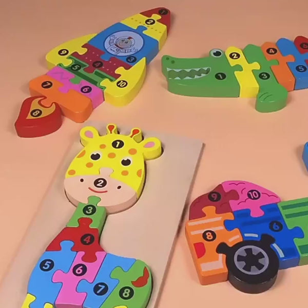 Children's Cartoon Number Animal Puzzle